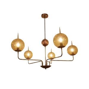 Designerska lampa ze szkła dmuchanego oraz mosiądzu/ mid century- Soleroni I