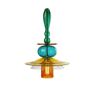 Lampa modern z dmuchanego ręcznie szkła/ zieleń/ pomarańcz- Sambuco X