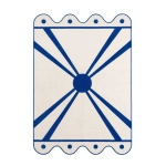 Autorski design by Ornali- Unikatowy dywan z falowanymi bokami/ biel i granat- Faelli III